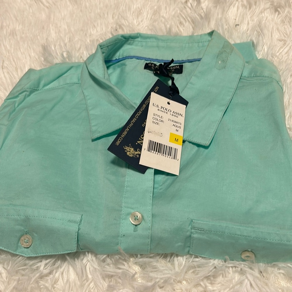 Brand new long sleeve US Polo Assn Medium Aqua Woman